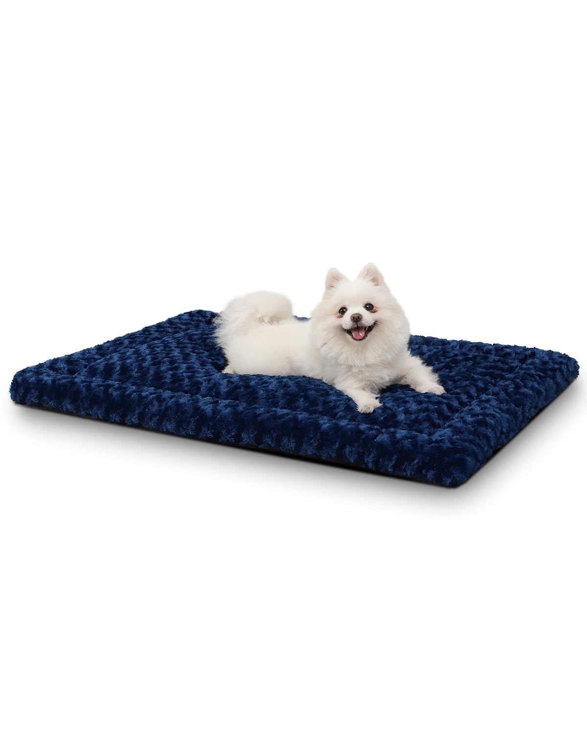 Washable Dog Bed Mat Reversible Dog Crate Pad Soft Fluffy Pet Kennel Beds Dog Sleeping Mattress for Large Jumbo Medium Small Dogs, 29 x 18 Inch, Blue