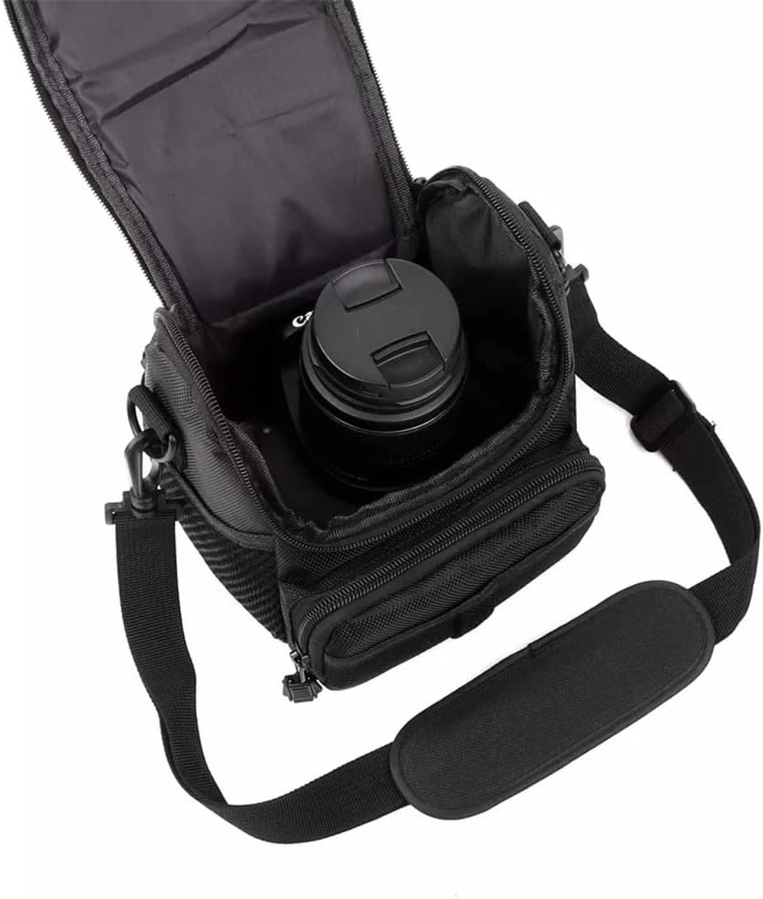 Camera Case Bag Adjustable Shoulder Strap Double Zippers Designed Shockproof Soft Lining Provides (Color : Black Size : 150 x 110 x 160 mm)
