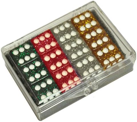 Marion & Co Set of 12 Glitter Dice - Red - Silver - Green - Gold in Acrylic Box