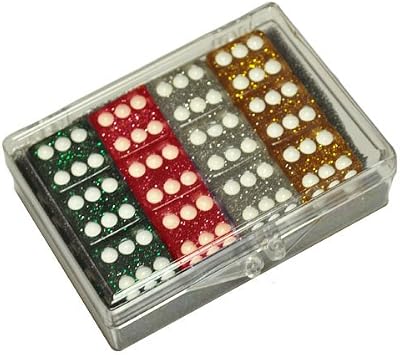 Marion & Co Set of 12 Glitter Dice - Red - Silver - Green - Gold in Acrylic Box