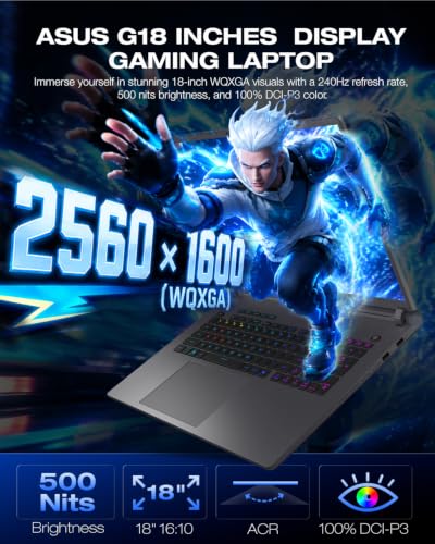 Image of ASUS ROG Strix G18 Gaming Laptop, 18 inch 2.5K ROG 64GB DDR5 RAM, 4TB PCIe SSD