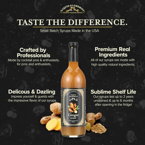 Image of Liquid Alchemist Ginger Syrup for Cocktails - Real Ingredients Make our Liquid Ginger Puree for Cocktails the Perfect Moscow Mule Syrup - Our Non-GMO Vegan Drink Mixer Lasts Up to 2 Years (25.4 oz)