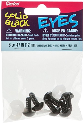 Darice 12mm Solid Black Eyes with Washers, 6-Piece Set
