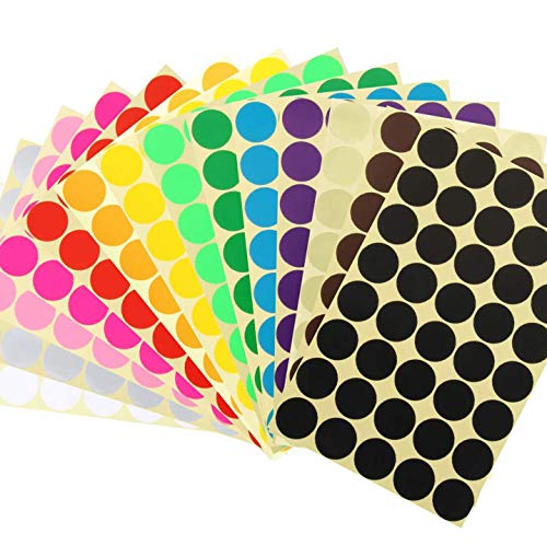 JANYUN 2688 Pcs 1 Inch Round Coding Circle Dot Labels, 16 Colors