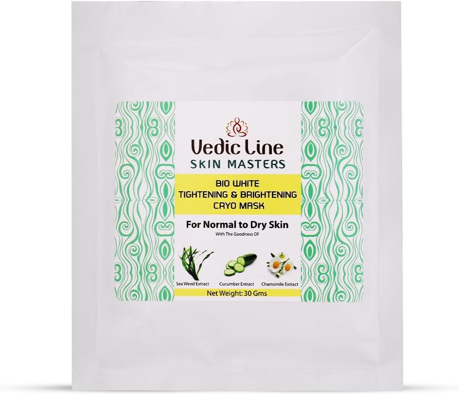 Vedic Line Skin Masters Bio White Cryo Mask For Mature (30+ Skin), Reduces Signs Of Ageing, Dullness With Bergamot,Mint Extract For Giving Smooth & Glowing Skin, 30Ml, 1 Count