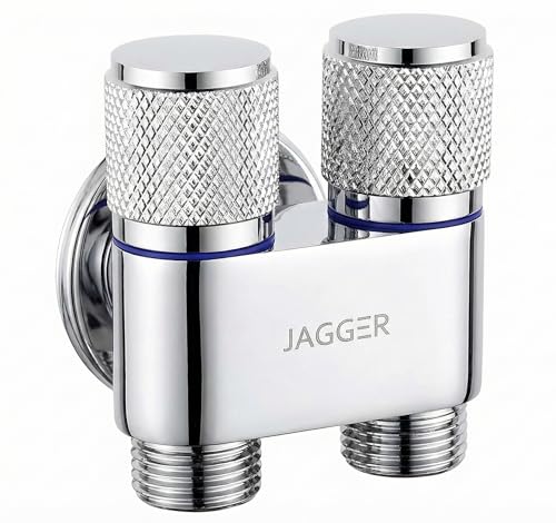 Image of JAGGER JAG415 Stainless Steel 2 in 1 Angle Cock Silver | 2 Way Angle Valve | 2 Way Angle Valve For Bathroom /Wash Basin Taps With Wall Flange Angle Cock Faucet (PACK OF 1)