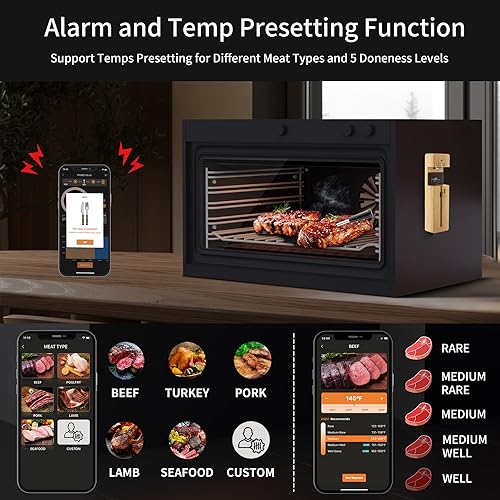 Rilitor wirklich drahtloses Fleisch Thermometer,Digital Bluetooth BBQ Thermometer mit 393FT/120M Bereich APP Steuerung,Wireless Fleisch Thermometer Probe für Ofen Grill Küche... – Bild 6