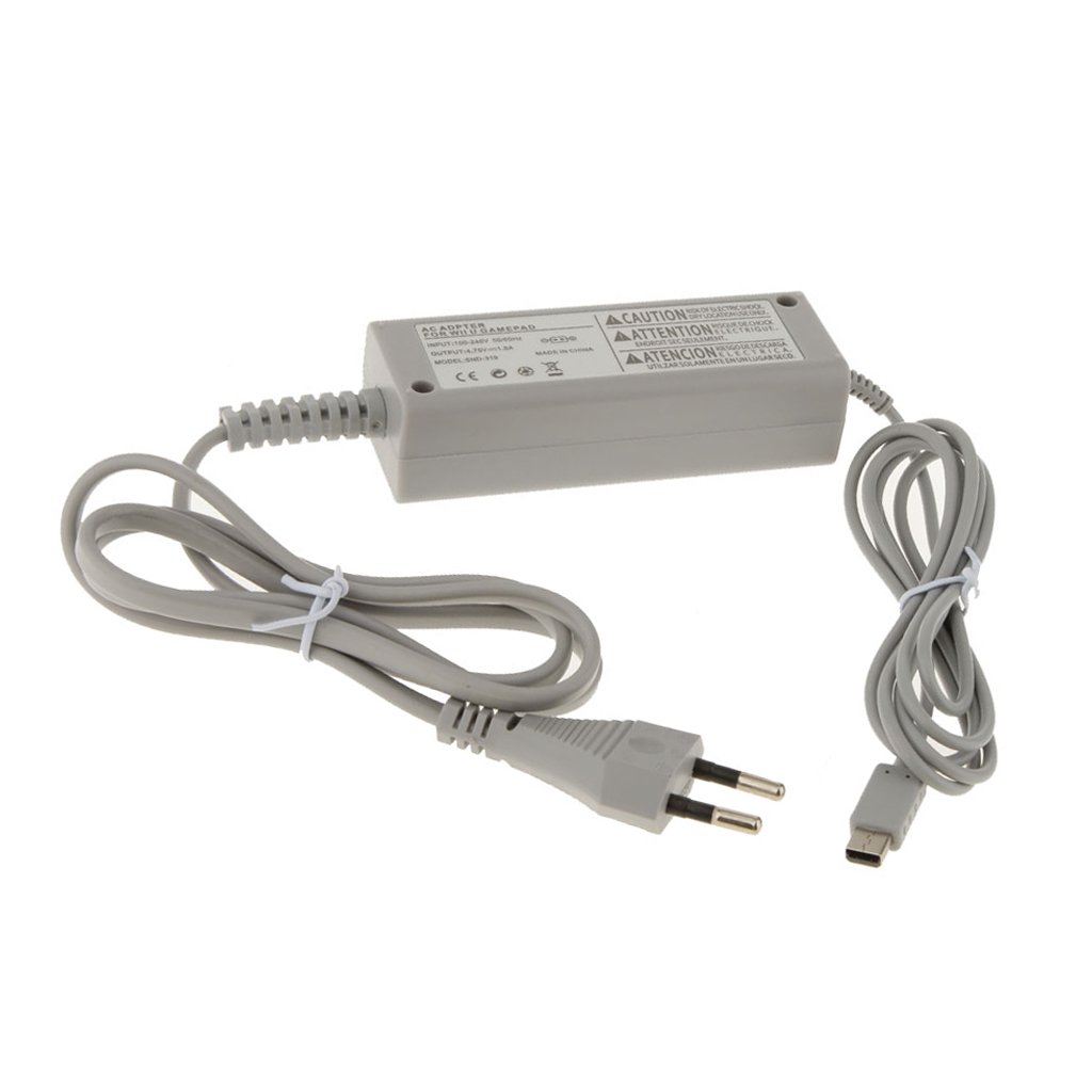 actecom Chargeur de manette Wii U Blanc 5V DC, Type E 2pin ou Type F 2pin, 1 Port, 1 Unité, Compatible avec Gamepad Wii U