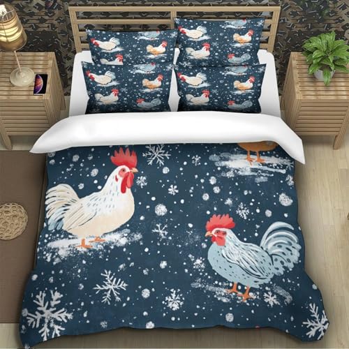 Drap de couette 3D imprimé poulet microfibre lavable machine literie grand format