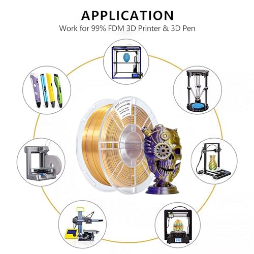 Image of iBOSS Silk PLA+ Filament 1.75mm Purple Gold Dual Color PLA Plus 3D Printer Filament 2 in 1 Coextrusion 1KG Spool(2.2lbs) 3D Printing Filament Dimensional Accuracy + /- 0.02mm Fit Most FDM Printers