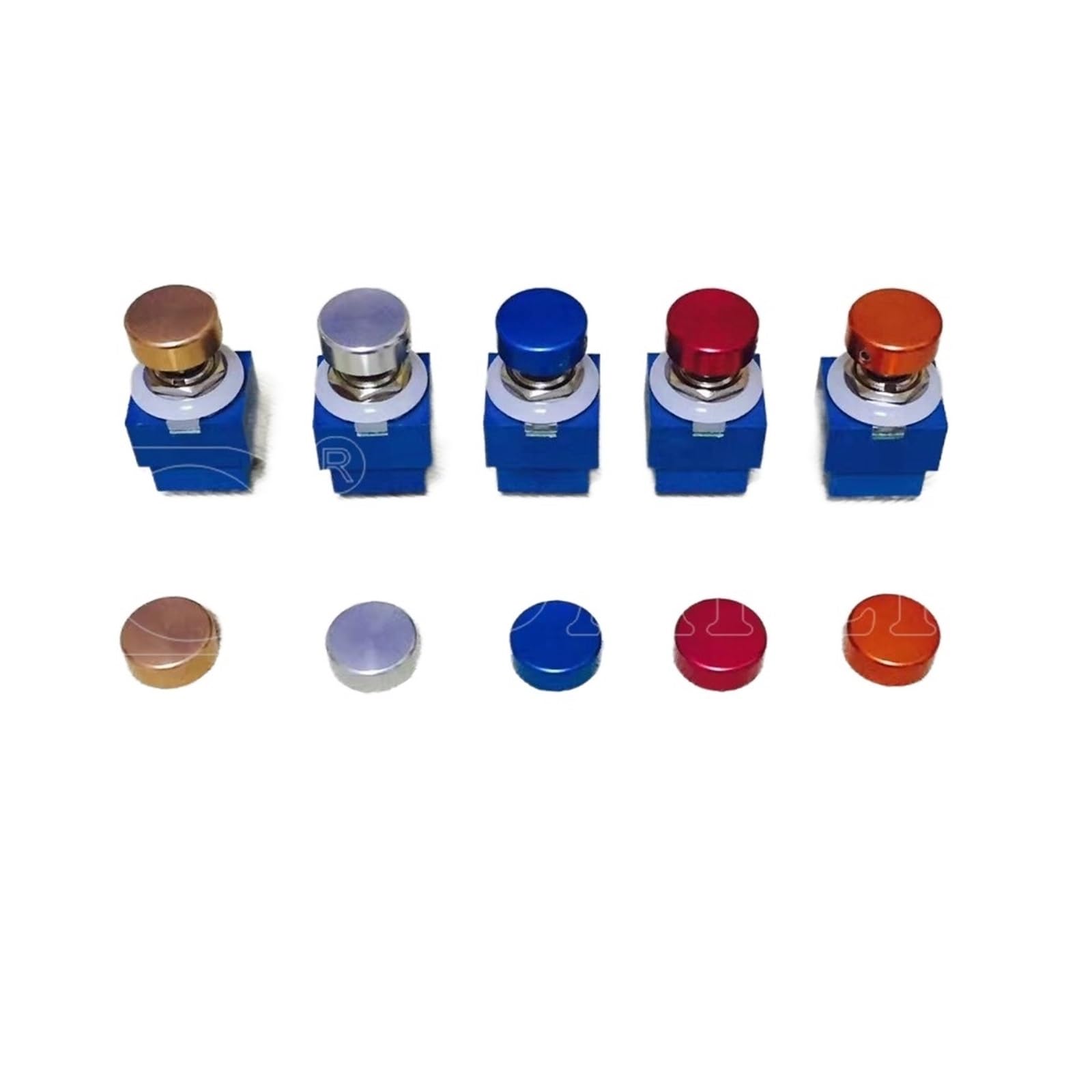 1set Latching Foot Switch 2-3V Bi-Color LED 3PDT ON-ON Guitar Effects Pedal Box Stomp with Colorful Aluminum Cap 9 Pin(Green Cap,Red LED)