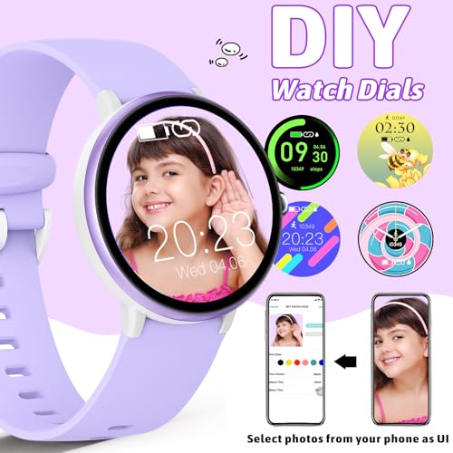 Smartwatch Niñas Niños Android iOS Reloj Inteligente IP68 Morado 7