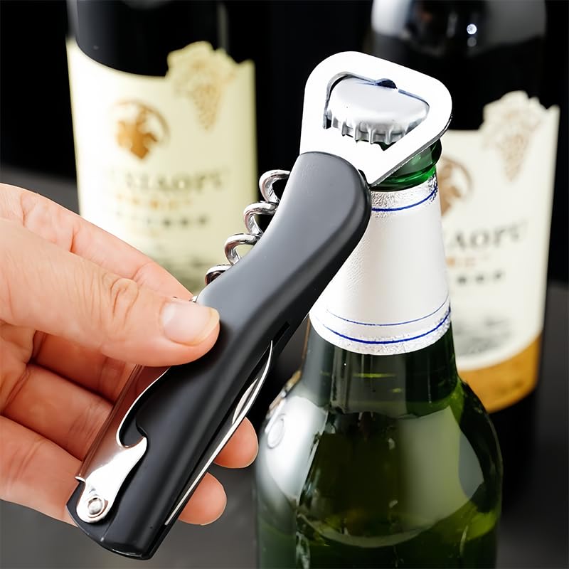 1PCS Wine Beer Bottle Opener, Wine Key Stainless Steel 3-In-1 for Red Wine, Beer, Sparkling Wine Alike