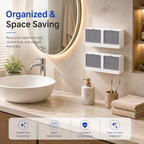 Image of New Creative Wall Mounted Soap Box with Lid Double Grids Soap Draining Rack Bathroom Shower Soap Holder,Multi-Color,Plastic,Multicolor (Pack of 2) (2, Multicolour, standerd)