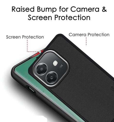 Image of Back Cover Case for Oppo A3x 5G Slim & Lightweight | Ultra-Premium Dotted Design | Camera Protection Bump | Fabric Texture Back Case CoverOppo A3x 5G (PC & TPU, Black)