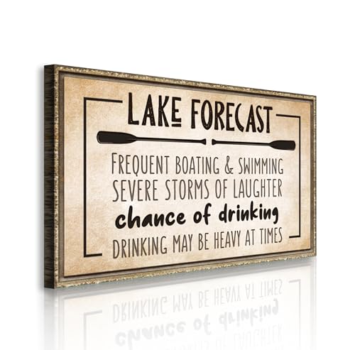 TAILORED CANVASES Lake Forecast Sign, Rustic Wall Art for Lake