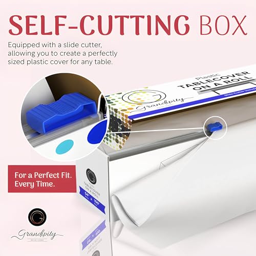Grandipity Plastic Table Cloth Roll - 54in x 100 Ft. Table Cover White - image 2