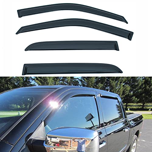 LQQDP 4pcs Window Visors Rain Guards for 2009-2018 Ram 1500 Crew/Mega Cab