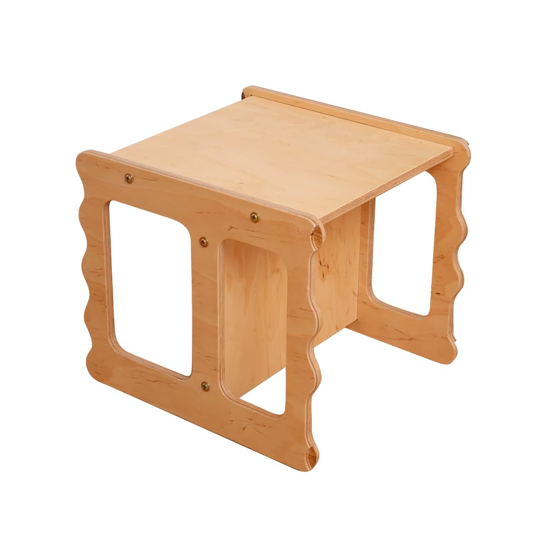 LATRANS Tabouret réversible pour enfants - Chaise avec 3 hauteurs d'assise - Tabouret multifonction en bois pour bébé (1)