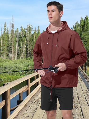 Image of UIQUR Mens Rain Jacket Raincoat Windbreaker Running Waterproof Lightweight Packable with Hood Travel Hiking Cycling