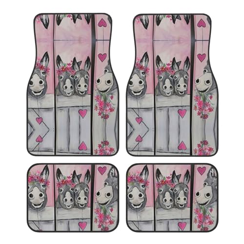 Tapis de voiture âne et fleur contre la saleté tapis universel lavable auto