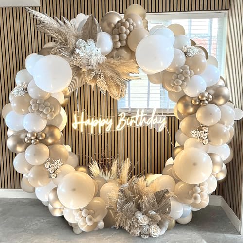 Ballon Girlande Beige, Luftballon Girlande mit Ballonbogen Sandweiß,...