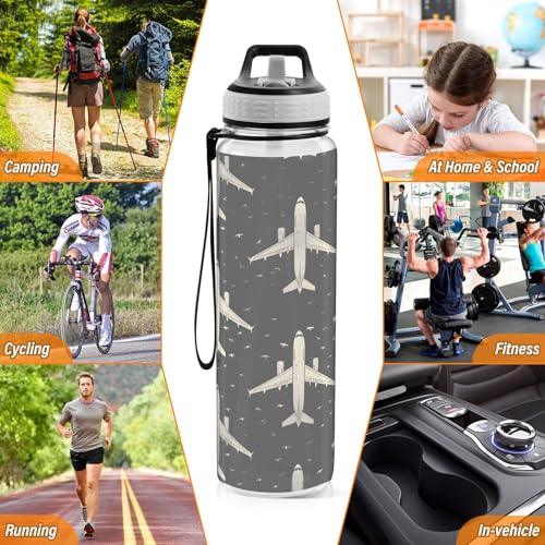 Botella de agua para escuela y viajes con estampado de avión 8