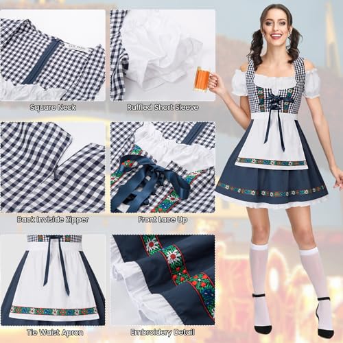 Kate Kasin Women's German Dirndl Dress Costumes for Traditional Bavarian Oktoberfest Carnival Halloween4