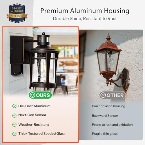 Image of Gleamz 2-Pack Outdoor Wall Light with GFCI Outlet, Bronze Front Porch Light