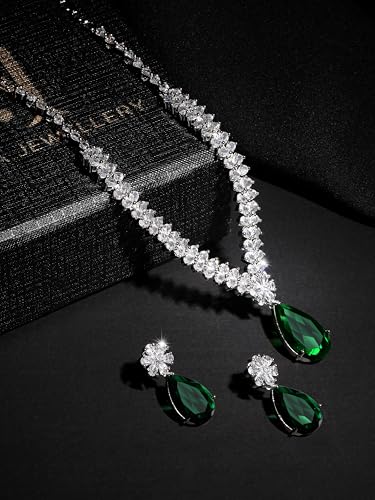 Image of ASMITTA Jewellery American Diamond Necklace Set Rhodium Plated Choker Necklace with Earrings for Weddings, Parties & Festivals