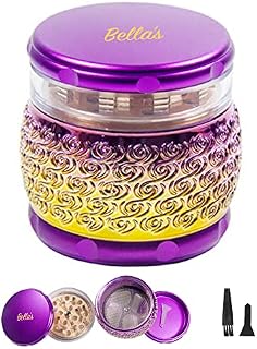 Purple Golden Herb Grinder - 4 Piece Aluminium Alloy Herb Grinder - Brush and Scraper Included