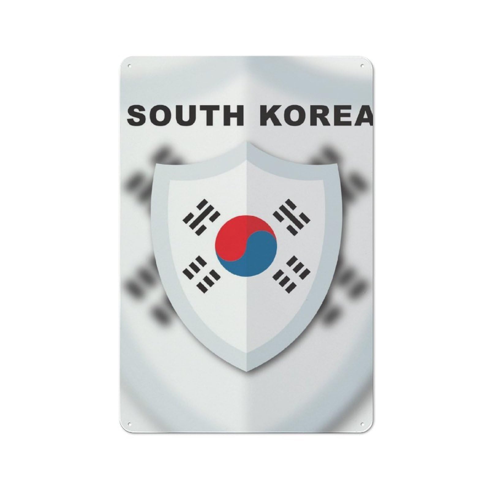 Junmoney South Korea Flag Tin Wall Plaque 30X20cm With For Man Cave Or Games Room, A Housewarming Gift For Leisure-Room Decor Enthusiasts