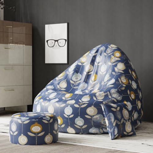 Image of Biggie Bean Bag 6XL with Beans Filled- Full Printed Bean Sofa with Cushion and Footrest - Official : Oreka Home Bean Bag - Comfort Level : Advanced - (Theme : Artisanal Odyssey)