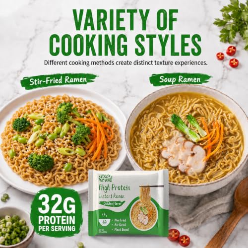 Image of VOLO VERO High Protein (32g) Instant Ramen Noodles Soup Chicken Flavor, 8 Packs, Vegan, Plant-Based, Non-Fried, Low Carb, Low Fat, Egg-Free, Dairy Free Healthy Asian Meal