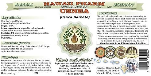 Hawaii PharmUsnea Alcohol-Free Liquid Extract, Usnea (Usnea barbata) Dried Thallus Glycerite Natural Herbal Supplement, , USA 2 fl.oz