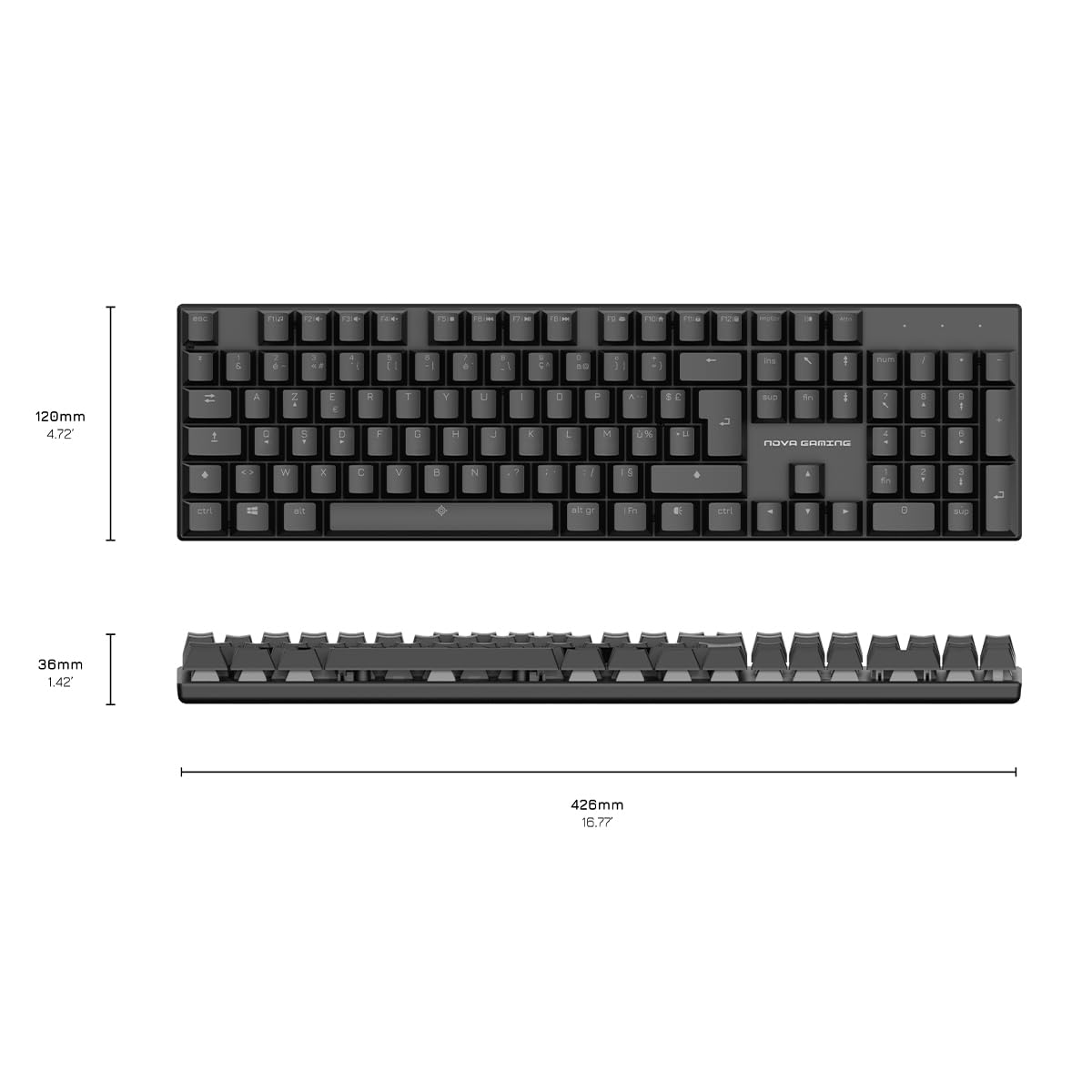 NOVA GAMING - Hercule - Teclado mecánico con Cable USB - Teclado Gamer, retroiluminación RGB, 104 Teclas, 26 Anti-ghosting, AZERTY francés - Compatible con PC Gaming, Windows y Linux