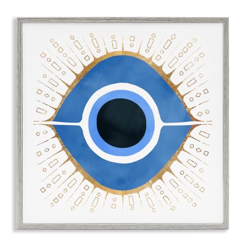 Abstract Blue Evil Eye Symbol, 17 x 17 Inch Framed Giclée Print