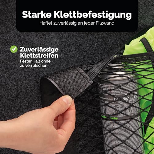Vicera Kofferraum Netztasche Auto mit Klett • Kofferraumnetz zum Aufbewahren & Verstauen • Kofferraum Netztasche Klett 40x25 cm 2er Set • Aufbewahrungsnetz Auto