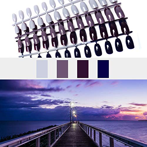 Laza 96pcs Colorful Fake Nails Ballet Coffin Ballerina Medium Full Cover Long UV Coat Artificial Acrylic Nails for Daily Use - Grape Rum