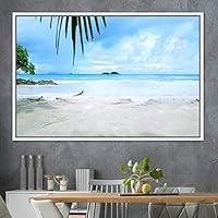 Framed Canvas Wall Art Coastal Freedom Aerial Beach Beach Coastal Cool Minimalism Multicolor Photography Relax/Calm - 16x24 inches