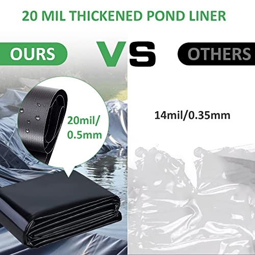 Toolifer Pond Liner, 7×10Ft Hdpe Pond Liners For Outdoor Ponds 20 Mil Pond Underlayment Preformed Garden Ponds Flexible Pond Skins For Fishpond, Koi Pond, Waterfall, Water Garden, Streams Fountains #TOP5