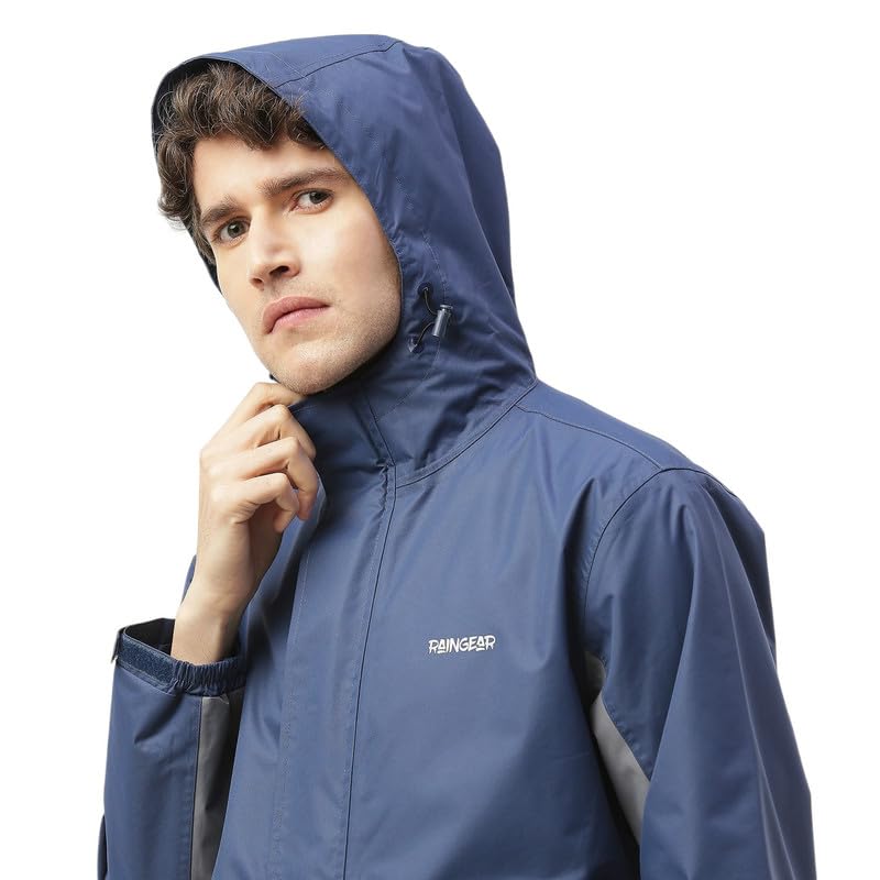 Image of Zeel Raingear Stylish Rain Jacket for Men Waterproof for Bike Riders with Adjustable Hood along with inner pockets,Waterproof Rainwear with Lightweight Polyester Jacket, ZRR003