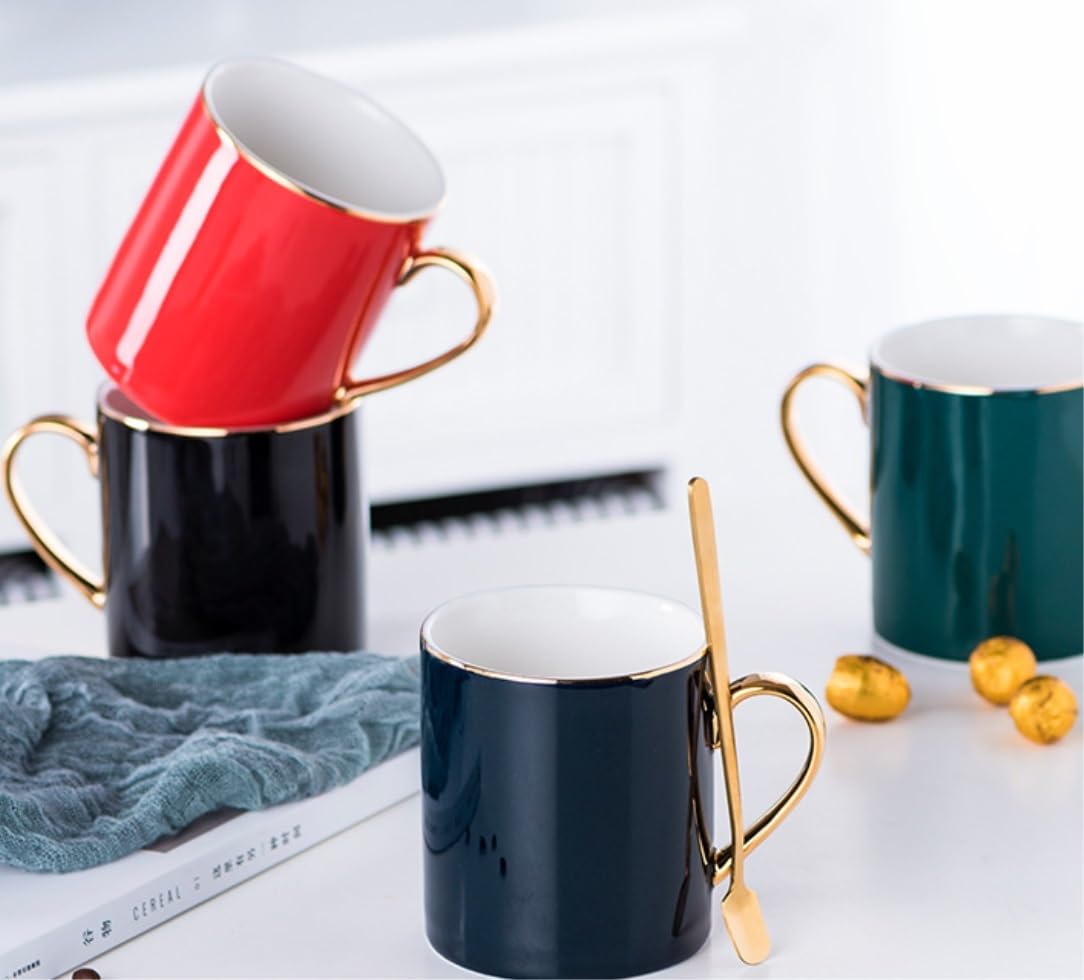 Kubek Filiżanka kawy Filiżanka do herbaty, kubek do kawy Kubki ceramiczne Ceramiczna filiżanka do kawy i podstawka Filiżanki do espresso Złoty uchwyt Idealny do kawy Kubki do herbaty i kawy Kubki do k
