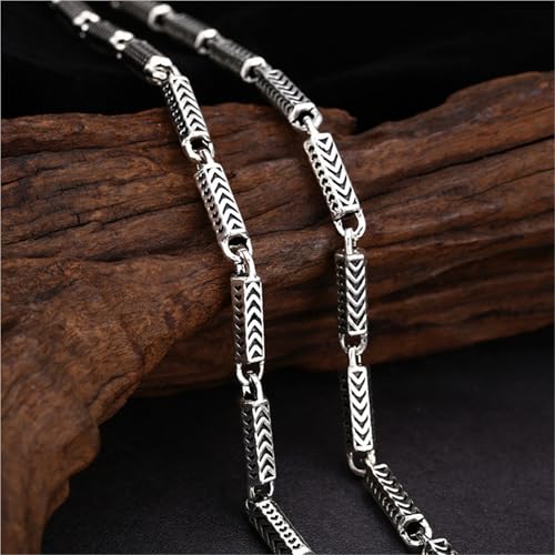Collier perles hommes baril chaîne argent vintage polyvalent - 5