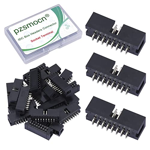 Pzsmocn 20 Piezas IDC 2 * 8 Doble Fila 16 Pines Caja Conector Macho Zócalo Terminales 2,54 mm Paso, JTAG ISP 16 Pines Insertar Recto Adaptador Cable Zócalo Terminales Para PCB Proyectos Electrónicos Cover