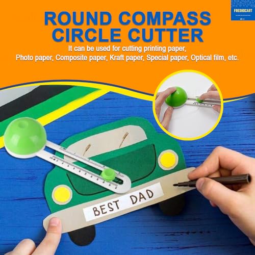 Image of FreshDcart Compass Paper Cutter Trimmer Rotary Cutter Craft Tool with Durable Plastic Body for Art, Craft, Office & Engineering Use (Green, Pack of 1)