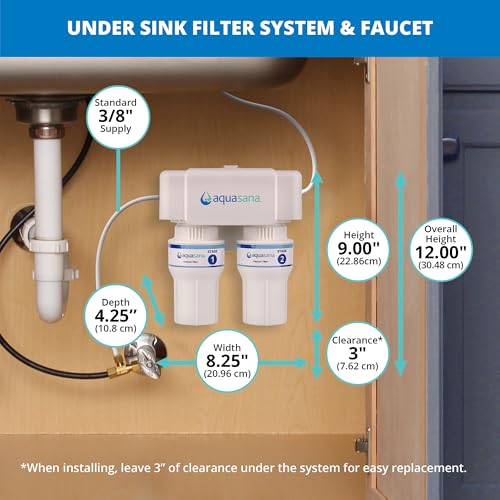 Image of Aquasana Under Sink Water Filter | Claryum 2-Stage Filtration | AQ-6200-NF | Reduces Lead, PFAS, Microplastics, Chlorine, Bad Taste & Odor | WQA Certified | No Faucet | 500 Gal | 1-Year Warranty