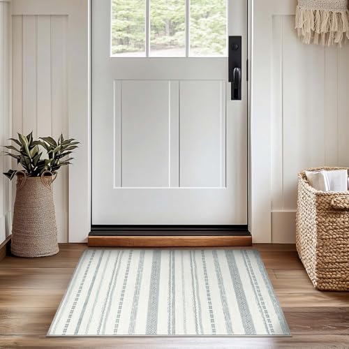 jinchan 2x3 Moroccan Boho Bohemian Entryway Accent Area Rug, Grey Ivory