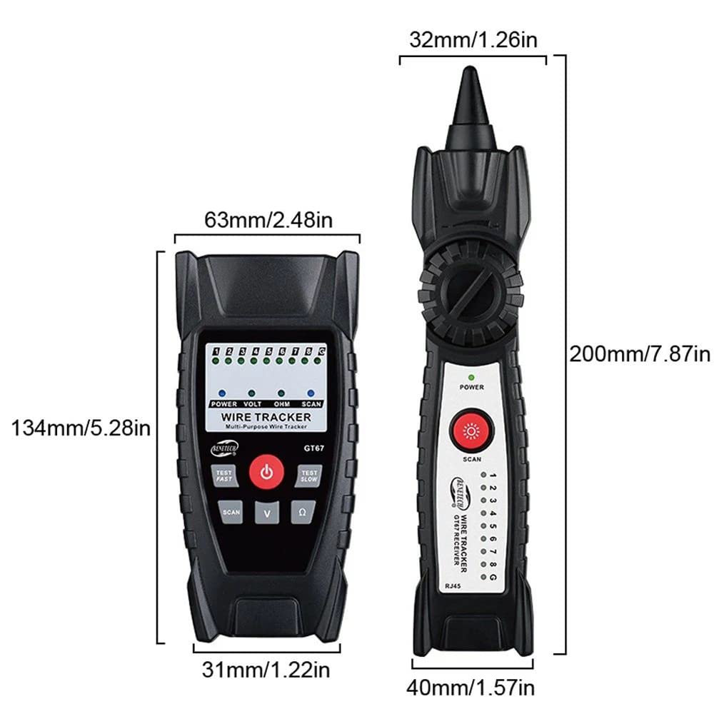 /G Detector de Voltaje GT67 Probador de Cable LAN antiinterferencias Rastreadores de Cable de Red Tóner de Cable Analizador de LAN Ethernet RJ45 RJ11 Indicador de Voltaje