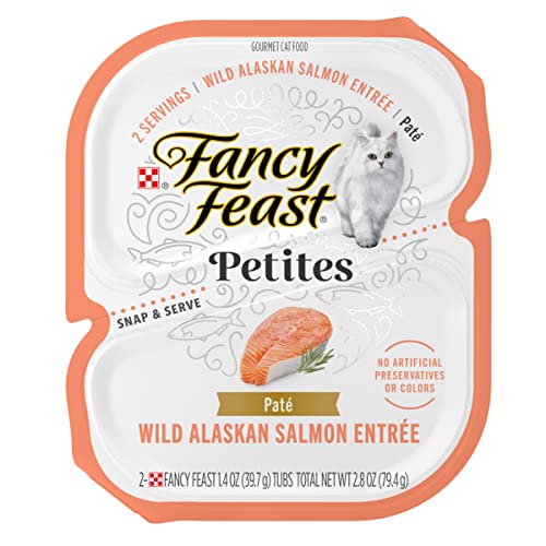 Purina Fancy Feast Gourmet Pate Wet Cat Food, Petites Wild Alaskan Salmon Entree - (Pack of 12) 2.8 oz. Tubs